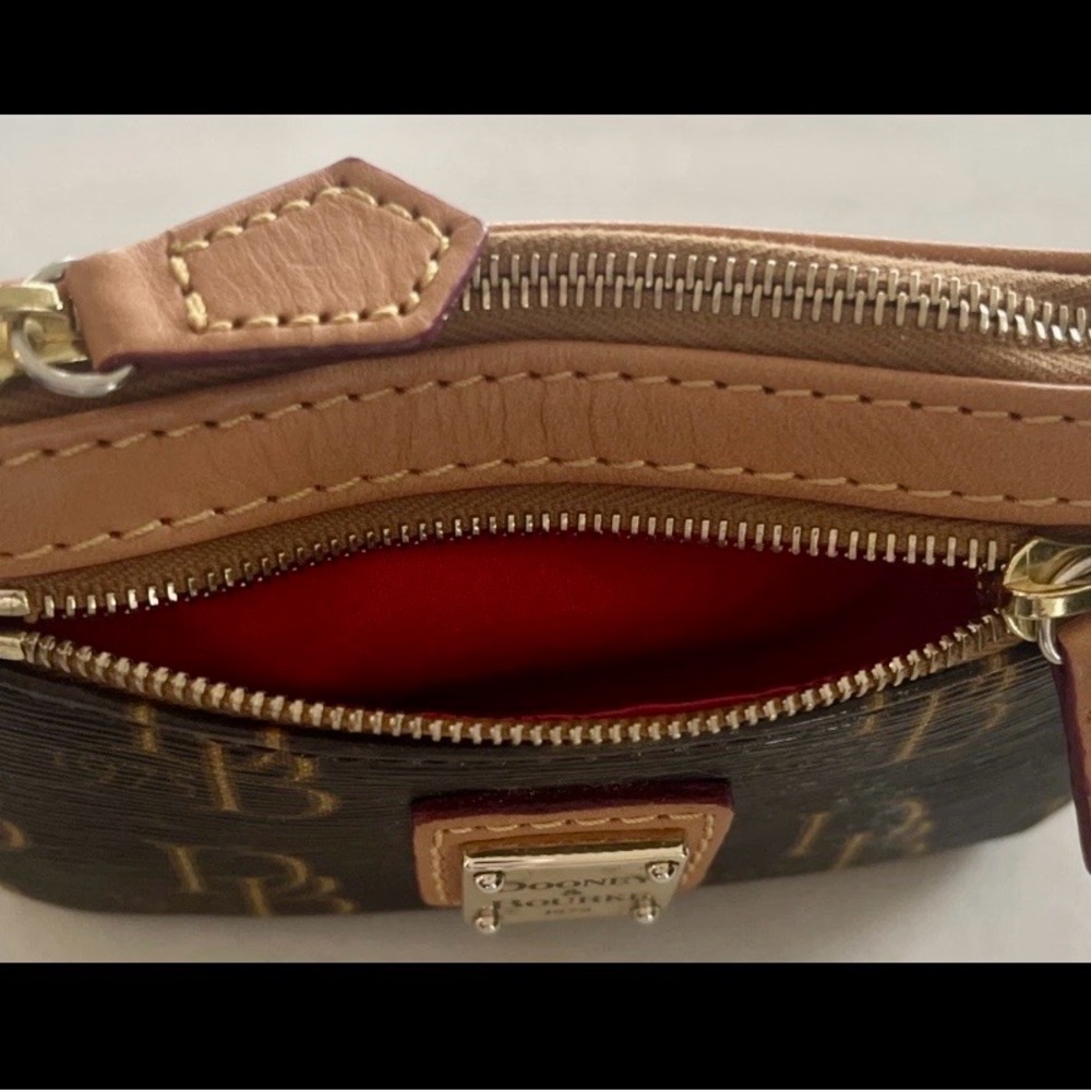 Dooney & Bourke Brown and Tan Logo Keychain Pouch - Picture 4 of 5